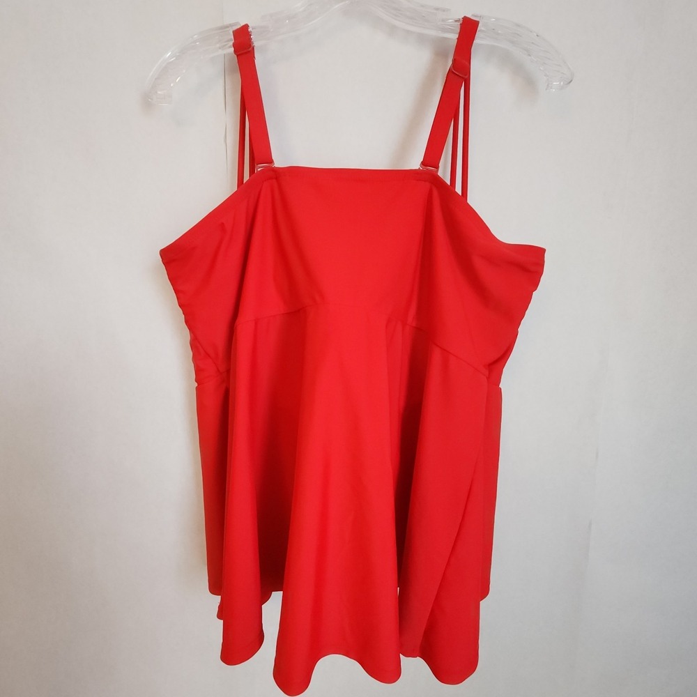 Cacique Bandeau Tankini Womens Size 40F Red Padded Swimwear Underwire Plus *Flaw - Picture 8 of 13